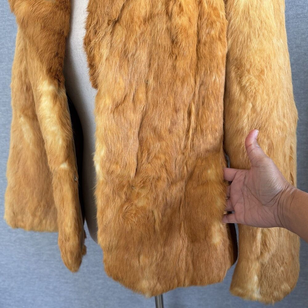 Dino Ricco Vintage Rabbit Fur Coat Jacket Womens S Collared Golden Blonde Honey - Picture 8 of 15